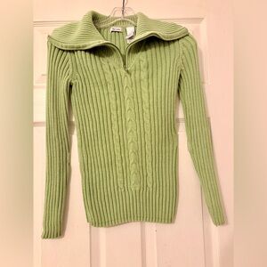 liz & co. Light Green Ribbed Cowl Neck Sweater